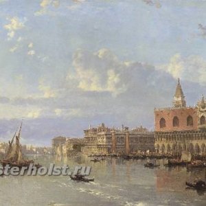 050 David Roberts - View of the Doges Palace and the Piazzetta, Venice, with Santa Maria della