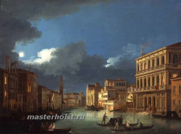 053 Giuseppe Bernardino Bison - View of the Grand Canal by Moonlight