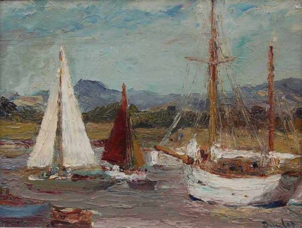 078м Ronald Ossory Dunlop - Boats at Itchenor, near Chichester