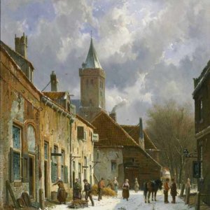 098 Adrianus Eversen - A Dutch street scene