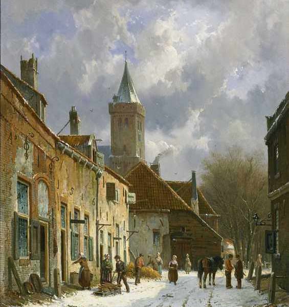 098 Adrianus Eversen - A Dutch street scene