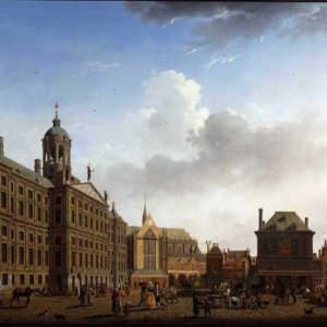 106 Isaac Ouwater - View of the Town Hall, the Nieuwe Kerk and the Waag, Amsterdam
