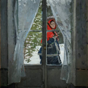 Клод Монэ - Красный платок, Портрет госпожи Моне (1873 г.)